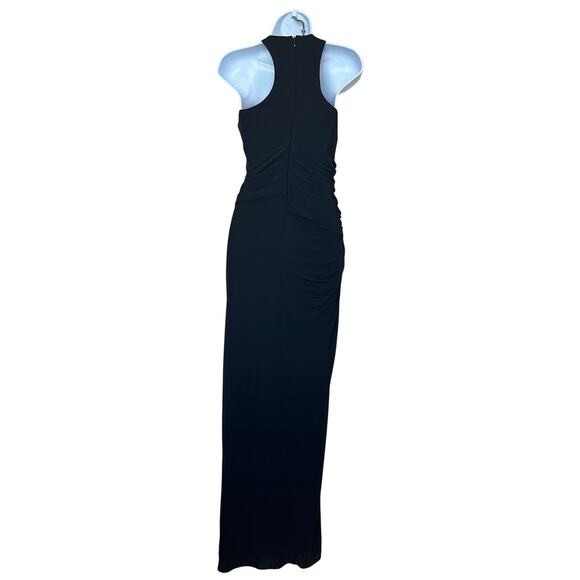 Halston Black Tank Gown Size 4 Cocktail Bodycon Halter Chic Maxi Dress $545 Flaw - Picture 5 of 12